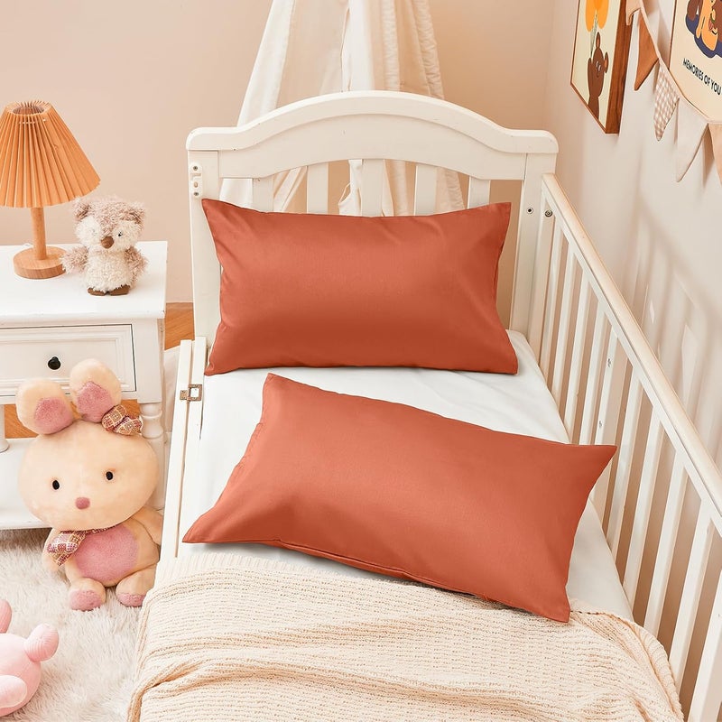 Warmstar 100% Cotton Toddler Pillowcase Set of 2, 600 Thread Count 13x18 Toddler Pillowcases Soft & Breathable, Cotton Travle Pillow Case Cover 13"x 18" with Envelope Closure,Orange - Image 3